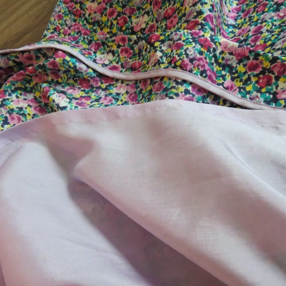 DRAWER JAPAN 100% Silk Ditsy Floral Pink Purple Shift Dress - Size 38 / Medium - Picture 13 of 16